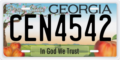 GA license plate CEN4542