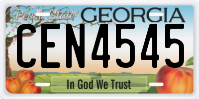 GA license plate CEN4545