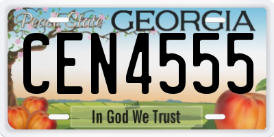 GA license plate CEN4555