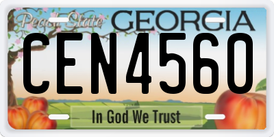 GA license plate CEN4560