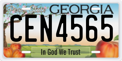 GA license plate CEN4565