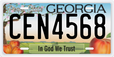 GA license plate CEN4568