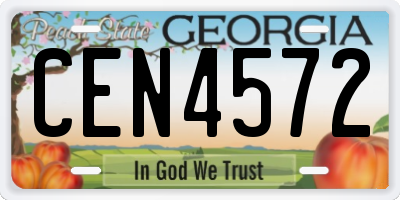 GA license plate CEN4572