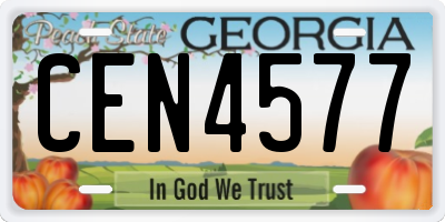 GA license plate CEN4577