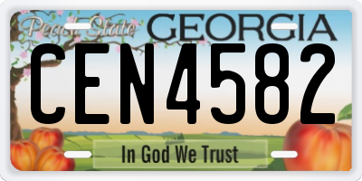 GA license plate CEN4582