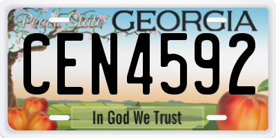 GA license plate CEN4592