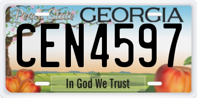 GA license plate CEN4597