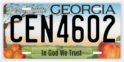GA license plate CEN4602