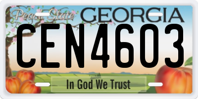 GA license plate CEN4603