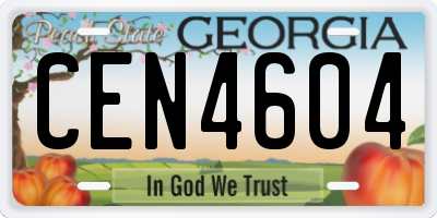 GA license plate CEN4604