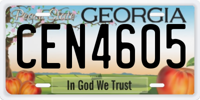 GA license plate CEN4605