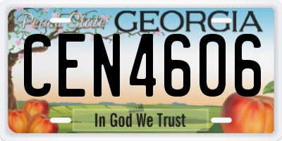 GA license plate CEN4606