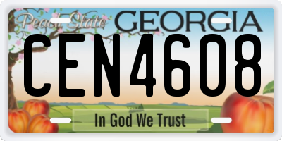GA license plate CEN4608