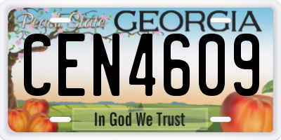 GA license plate CEN4609