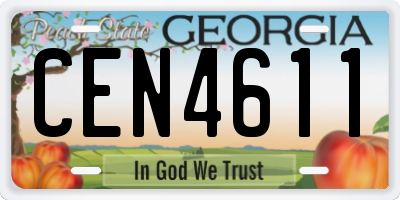 GA license plate CEN4611