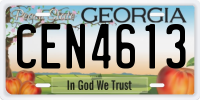 GA license plate CEN4613
