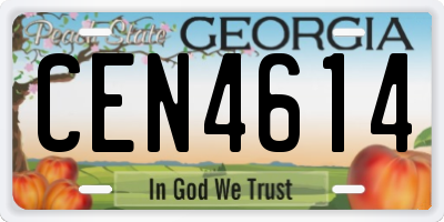 GA license plate CEN4614