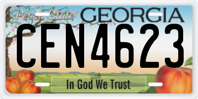 GA license plate CEN4623