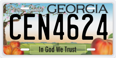 GA license plate CEN4624