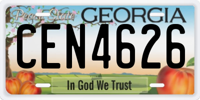 GA license plate CEN4626