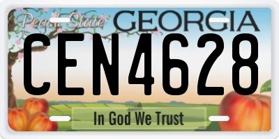 GA license plate CEN4628