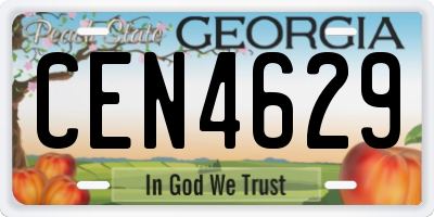 GA license plate CEN4629