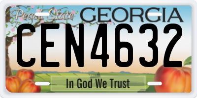 GA license plate CEN4632