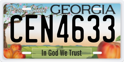 GA license plate CEN4633