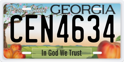 GA license plate CEN4634
