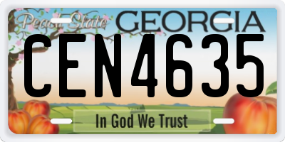 GA license plate CEN4635
