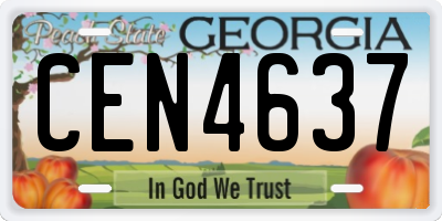 GA license plate CEN4637