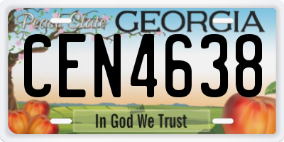 GA license plate CEN4638