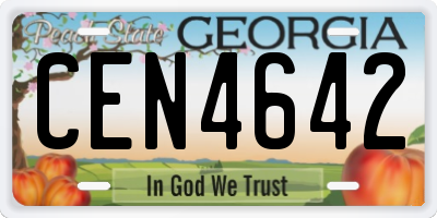 GA license plate CEN4642