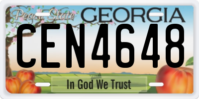 GA license plate CEN4648
