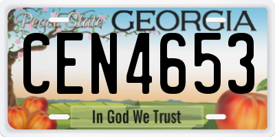 GA license plate CEN4653