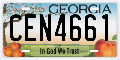GA license plate CEN4661