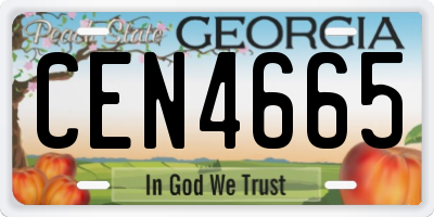 GA license plate CEN4665