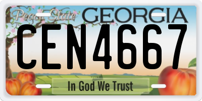 GA license plate CEN4667