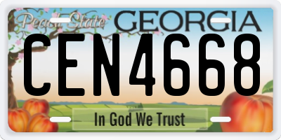 GA license plate CEN4668