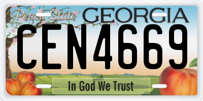 GA license plate CEN4669
