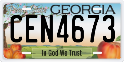 GA license plate CEN4673