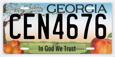 GA license plate CEN4676