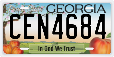 GA license plate CEN4684