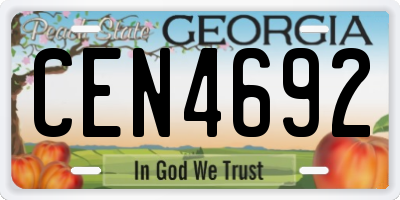 GA license plate CEN4692