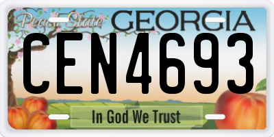 GA license plate CEN4693