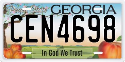 GA license plate CEN4698