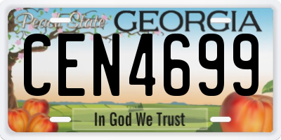 GA license plate CEN4699