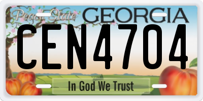 GA license plate CEN4704