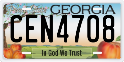 GA license plate CEN4708