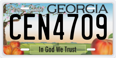 GA license plate CEN4709